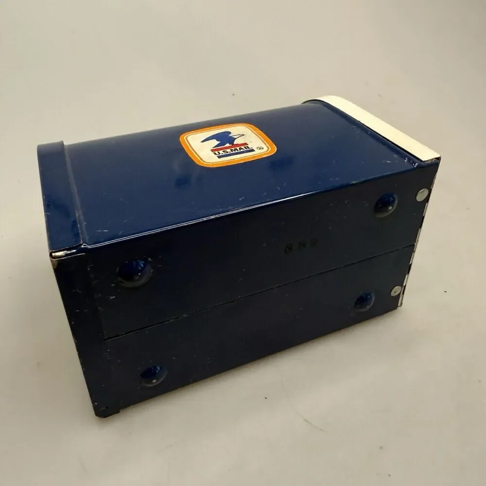 Vintage MidCentury USPS Tin Litho Bank,House Mailbox Design W/Flag-Very Good